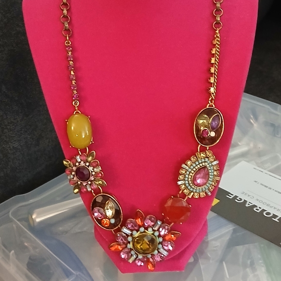 Vintage 18" Betsey Johnson Pink Crystal Statement Necklace - Picture 1 of 6